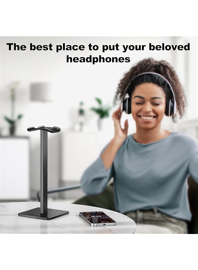 Mumoo Bear Headphone Stand Headset Holder Earphone Stand With Aluminum Supporting Bar Flexible Headrest Abs Solid Base For All Headphones Size Black - Image 5