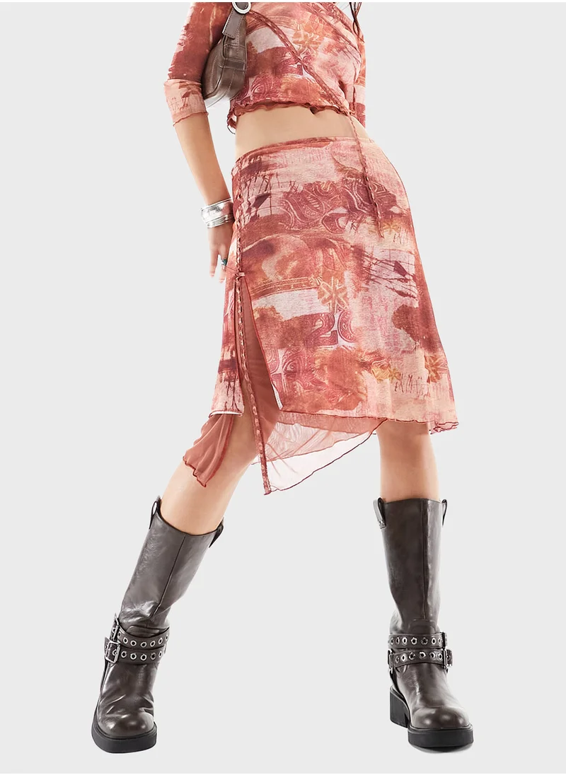 ريكلايمد فينتدج Printed High Waist Skirt