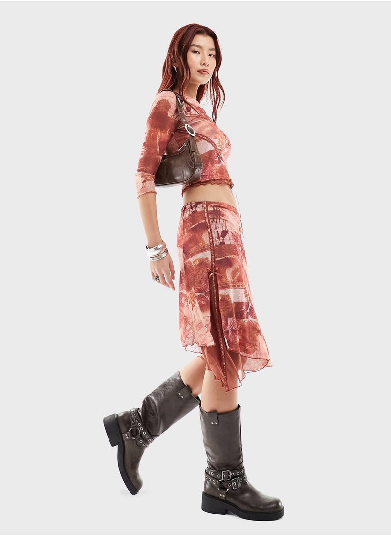 Reclaimed Vintage - Printed High Waist Skirt - Image 1