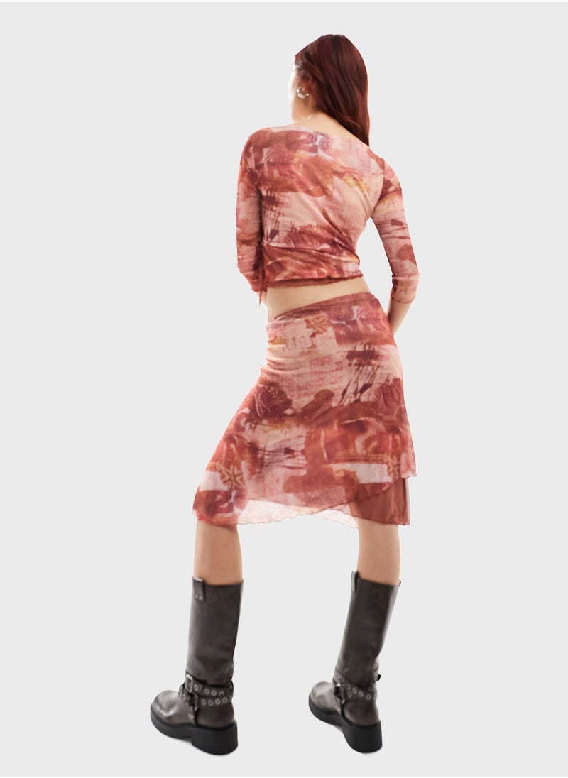 Reclaimed Vintage - Printed High Waist Skirt - Image 1