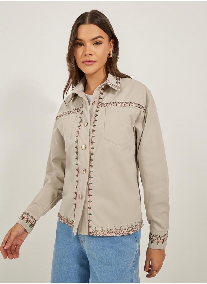 Styli - REGULAR LENGTH REGULAR FIT EMBROIDERED TWILL JACKET 60 CM - Image 1