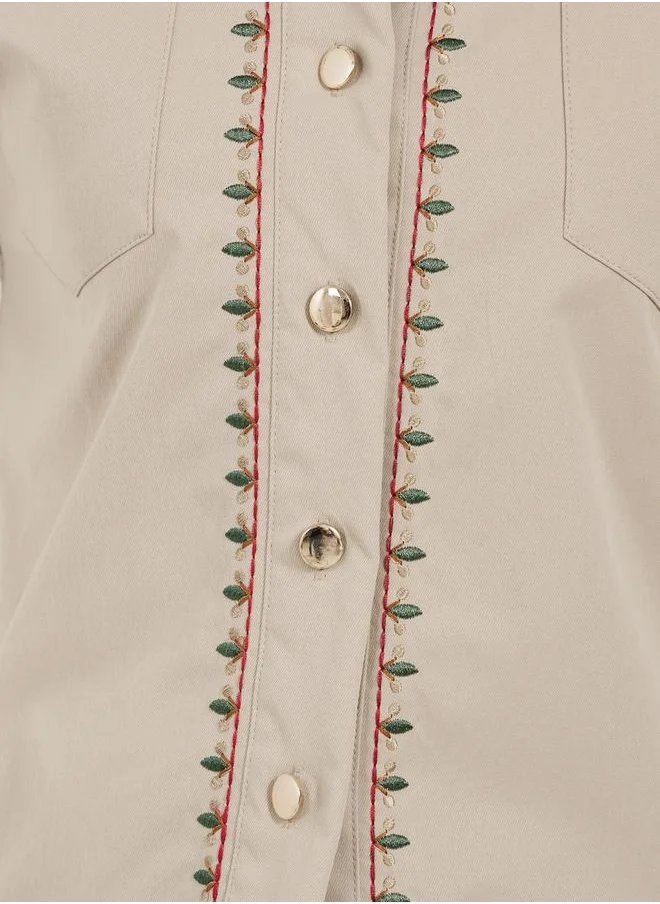 ستايلي REGULAR LENGTH REGULAR FIT EMBROIDERED TWILL JACKET 60 CM
