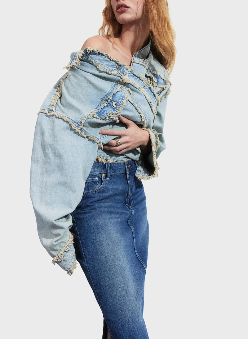 H&M Denim High Waist Skirt