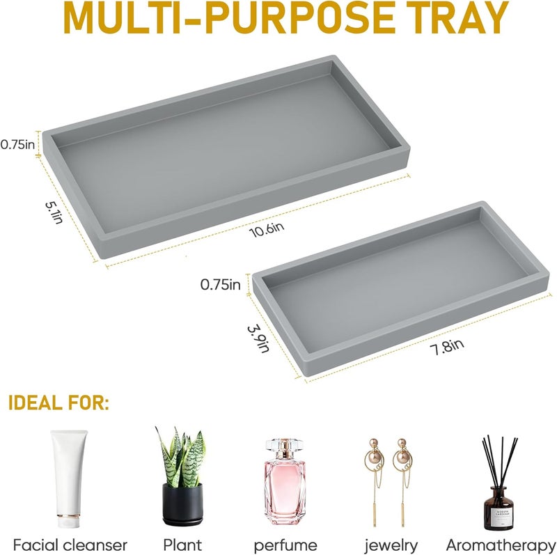 EG-SIPRO Bathroom Counter Tray, High-Grade Thickened Silicone Bathroom Vanity Tray,Shatterproof Durable Rectangle Bathroom Tray Soap Dispenser Tray for Bathroom Countertop - Image 5