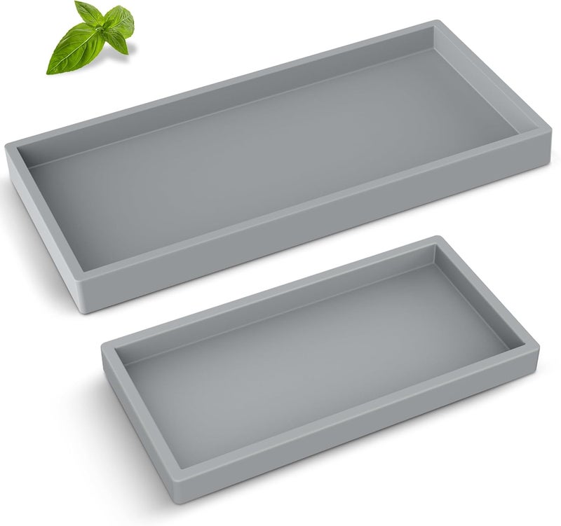 EG-SIPRO Bathroom Counter Tray, High-Grade Thickened Silicone Bathroom Vanity Tray,Shatterproof Durable Rectangle Bathroom Tray Soap Dispenser Tray for Bathroom Countertop - Image 1