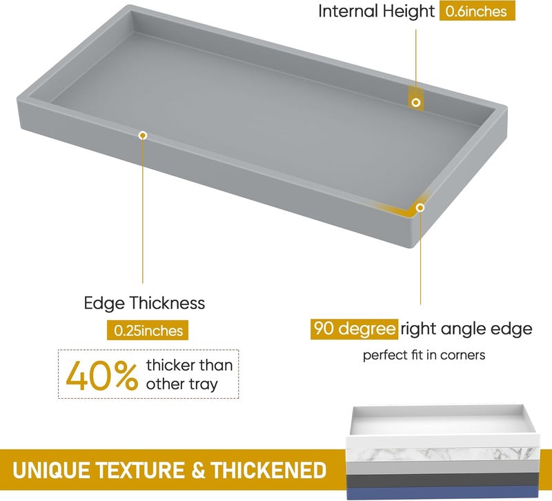 EG-SIPRO Bathroom Counter Tray, High-Grade Thickened Silicone Bathroom Vanity Tray,Shatterproof Durable Rectangle Bathroom Tray Soap Dispenser Tray for Bathroom Countertop - Image 2
