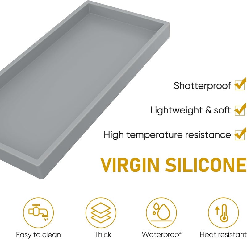 EG-SIPRO Bathroom Counter Tray, High-Grade Thickened Silicone Bathroom Vanity Tray,Shatterproof Durable Rectangle Bathroom Tray Soap Dispenser Tray for Bathroom Countertop - Image 3