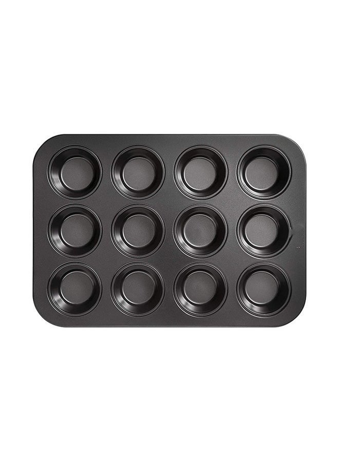 12 Grid Cup Cake Mould black 35.2X26.5cm，Muffin Tray Cupcake Baking Pan , 12-Cup Nonstick Carbon Steel Muffin Tins Non-Stick Cupcake Tin Bakeware Accessories for Baking Cupcakes Muffin Brownies Snac - Image 1