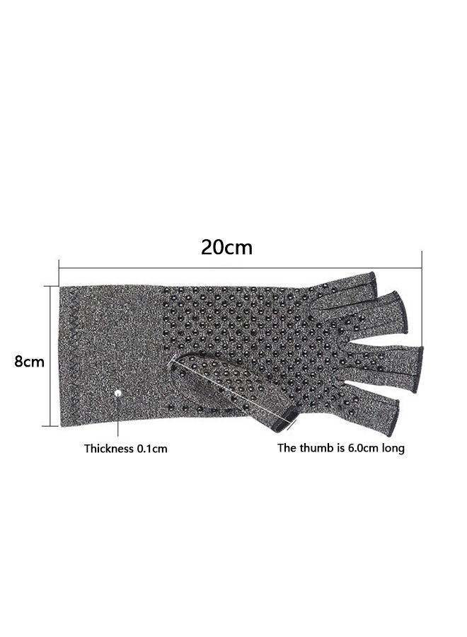 1 Pair Outdoor Half Finger Gloves Fitness Silicone Anti-Slip Inflammatory Joint Rehabilitation Sports Cycling Gloves Elastic Breathable Finger Gloves (Gray) - Image 2