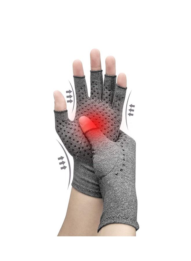 1 Pair Outdoor Half Finger Gloves Fitness Silicone Anti-Slip Inflammatory Joint Rehabilitation Sports Cycling Gloves Elastic Breathable Finger Gloves (Gray) - Image 4