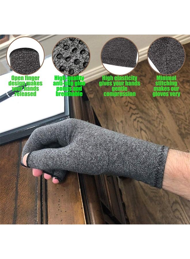 1 Pair Outdoor Half Finger Gloves Fitness Silicone Anti-Slip Inflammatory Joint Rehabilitation Sports Cycling Gloves Elastic Breathable Finger Gloves (Gray) - Image 5