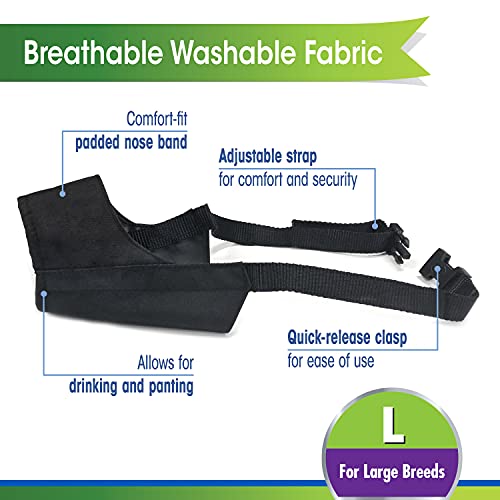 Four Paws Walk-About Quick-Fit Adjustable Dog Muzzle for Large Dogs, Washable & Breathable, Black, 1 Count - Image 2