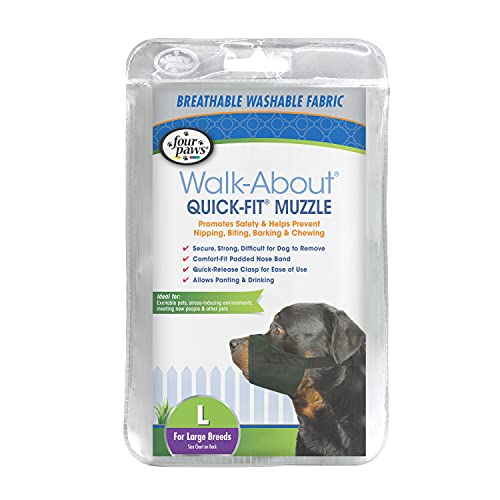 Four Paws Walk-About Quick-Fit Adjustable Dog Muzzle for Large Dogs, Washable & Breathable, Black, 1 Count - Image 1