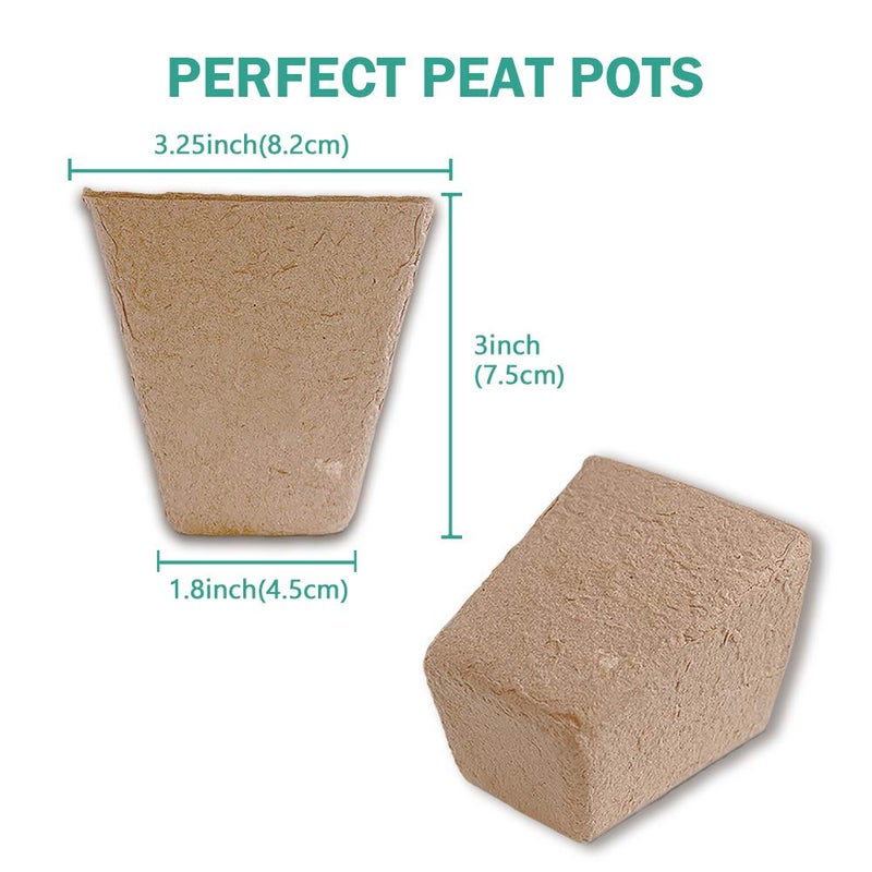 JOYSEUS 3.25" Seed Starter Pots, Organic Planting Peat Pots for Indoor Garden Seedling, 30 Pcs 100% Eco-Friendly and Biodegradable for Seed Germination - Image 2