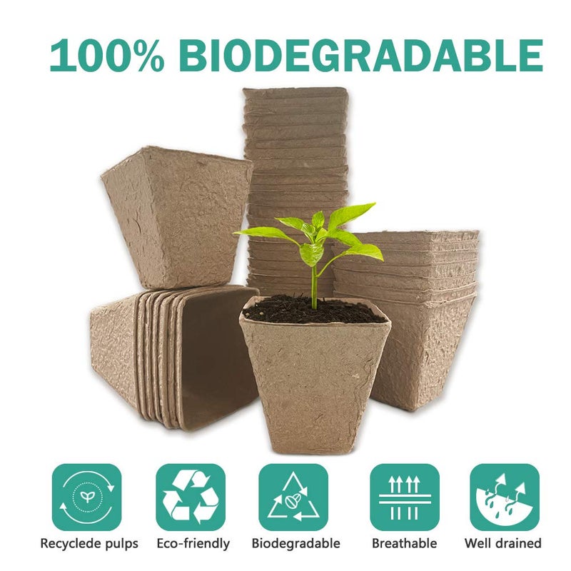 JOYSEUS 3.25" Seed Starter Pots, Organic Planting Peat Pots for Indoor Garden Seedling, 30 Pcs 100% Eco-Friendly and Biodegradable for Seed Germination - Image 3