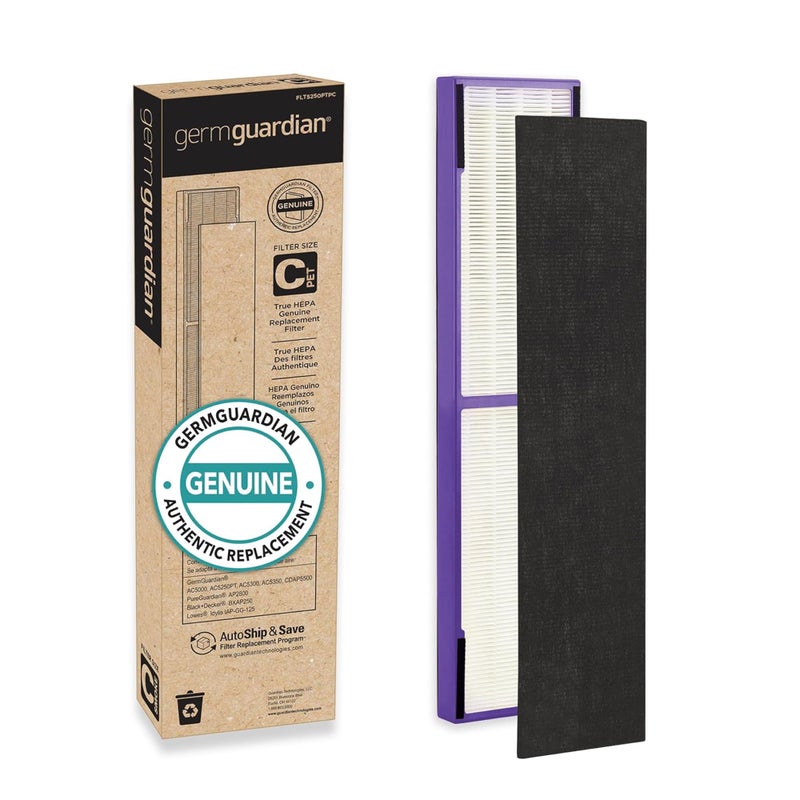 Germ Guardian FLT5250PT True HEPA Genuine Air Purifier Replacement Filter C with Pet Pure Treatment for GermGuardian AC5250PT AC5000E AC5300B AC5350W AC5350B CDAP5500 and More