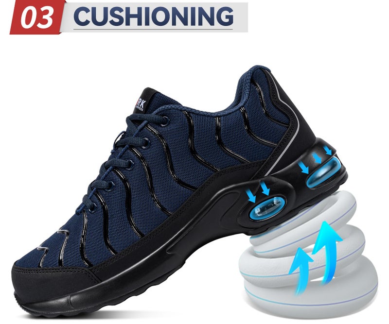 LARNMERN Steel Toe Shoes for Men Lightweight Puncture Proof Safety Toe Tennis Sneakers Breathable Slip Resistant Work Shoe Comfort(10,Navy Blue,LSE31270) - Image 2