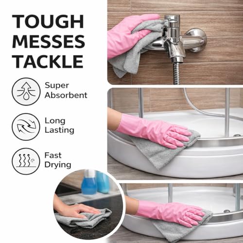MAXOSHINE Microfiber Cleaning Cloth - 20 Pulls Washable Kitchen Towel Roll | 25 X 25 Cm Reusable Kitchen Towel | Non-Woven Tear-Away Kitchen Cleaning Towels for Car Utensils Glass & Surfaces - Image 5