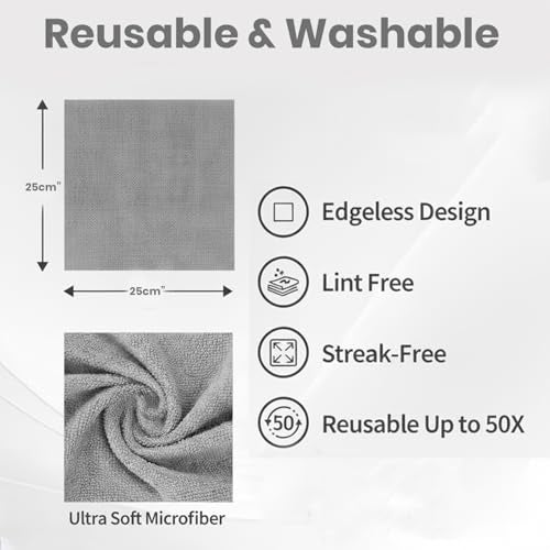 MAXOSHINE Microfiber Cleaning Cloth - 20 Pulls Washable Kitchen Towel Roll | 25 X 25 Cm Reusable Kitchen Towel | Non-Woven Tear-Away Kitchen Cleaning Towels for Car Utensils Glass & Surfaces - Image 4