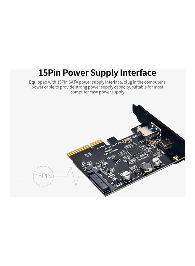 NIBEMINENT PCI-e To USB3.1 Type-C And Type-A Expansion Card PCI-E USB Fast Black - Image 3