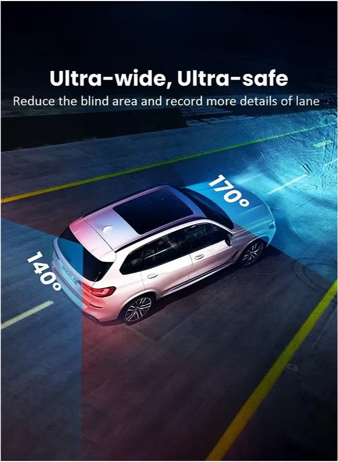 شو وو كاميرا مرآة الرؤية الخلفية مع Carplay وAndroid Auto، كاميرا لوحة القيادة الأمامية والخلفية بدقة 1080 بكسل مقاس 9.66 بوصة مع التحكم الصوتي، والرؤية الليلية، ومراقبة وقوف السيارات، ومساعدة الرجوع للخلف، وبطاقة مجانية 128 جيجابايت للسيارات والشاحنات - Image 4