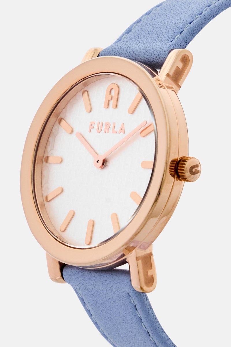 Furla Women WW00003005L3 Leather Analog Watch 38 mm, Light Blue - Image 2