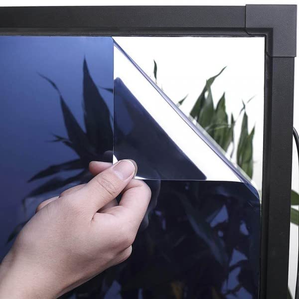 HOME13 Window Film Self Adheisve Daytime Privacy Window Sun Blocking Heat Control Window Glass Film for Home/Office (20X72 Inch, Dark Silver Blue Window Film)-Self-Adhesive - Image 1