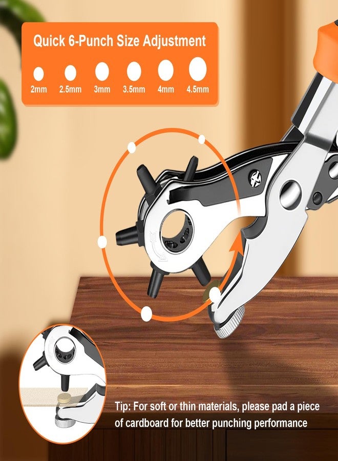 Diyife Heavy Duty Revolving Punch Plier Kit, Diyife Leather Hole Punch Set with 5 Replaceable Base, 6 Punching Head, Multi-Size for Belts, Watch Bands, Saddles, Rubber, Craft Projects or DIY Home - Image 2