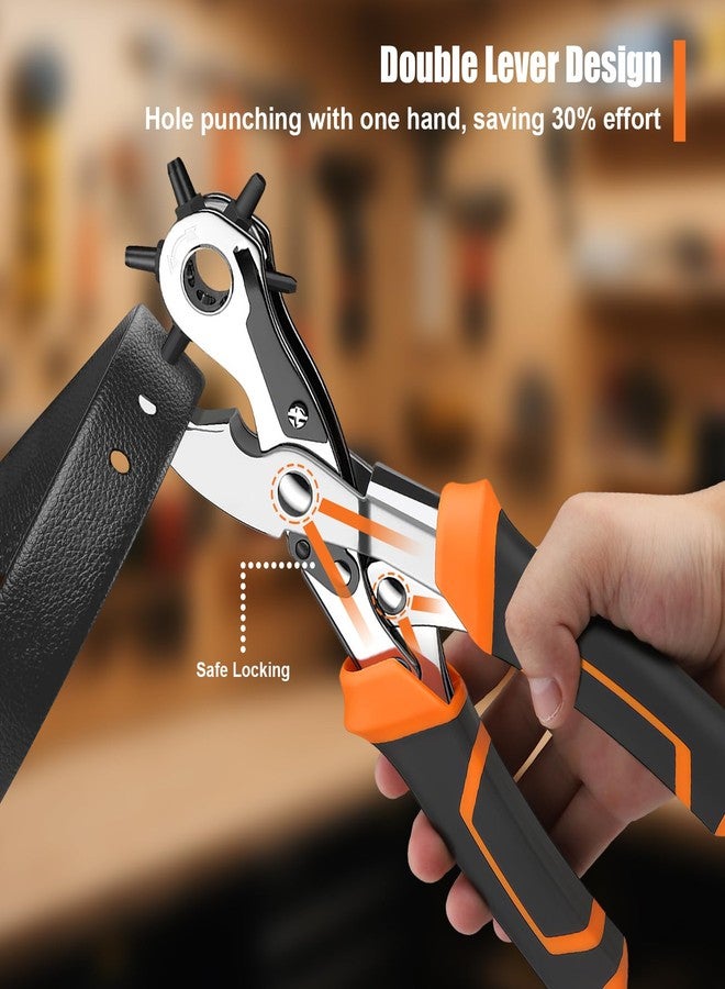 Diyife Heavy Duty Revolving Punch Plier Kit, Diyife Leather Hole Punch Set with 5 Replaceable Base, 6 Punching Head, Multi-Size for Belts, Watch Bands, Saddles, Rubber, Craft Projects or DIY Home - Image 3