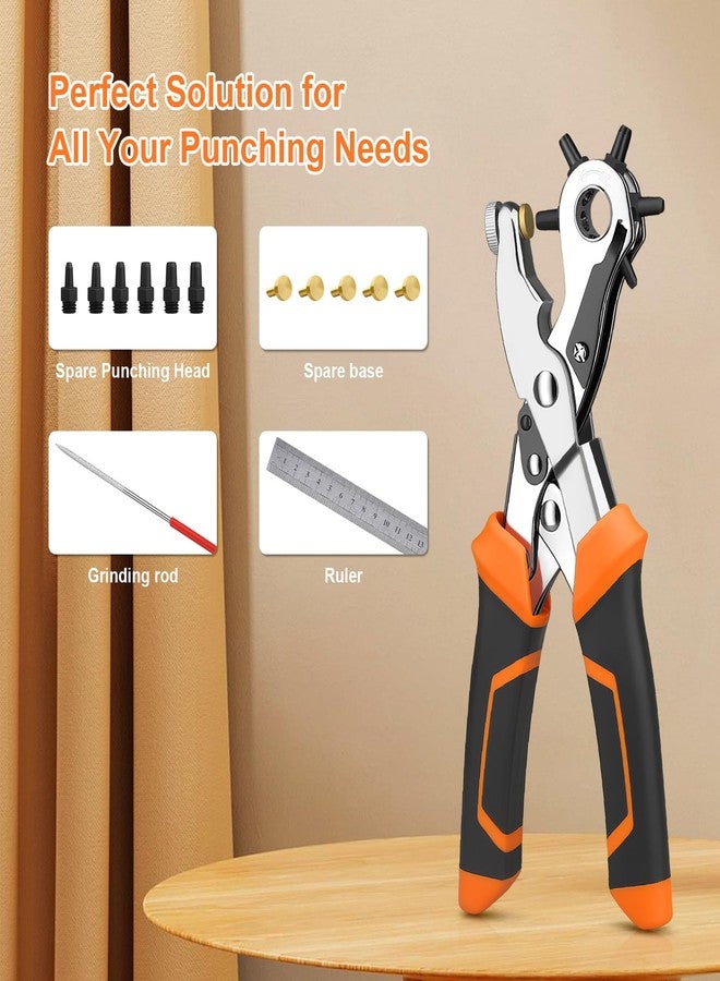 Diyife Heavy Duty Revolving Punch Plier Kit, Diyife Leather Hole Punch Set with 5 Replaceable Base, 6 Punching Head, Multi-Size for Belts, Watch Bands, Saddles, Rubber, Craft Projects or DIY Home - Image 4