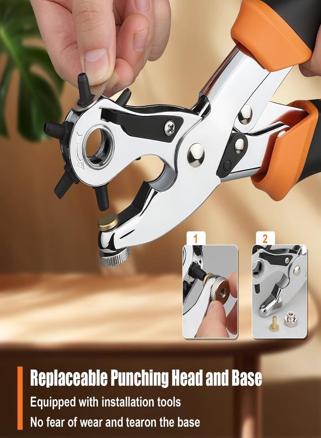 Diyife Heavy Duty Revolving Punch Plier Kit, Diyife Leather Hole Punch Set with 5 Replaceable Base, 6 Punching Head, Multi-Size for Belts, Watch Bands, Saddles, Rubber, Craft Projects or DIY Home - Image 5