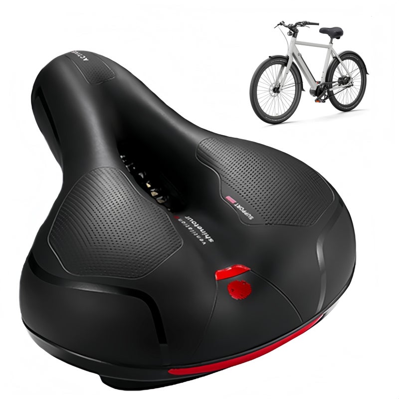 JLNGTHONG Bike Seat Cushion, Comfort Wide Bike Saddles with Dual Shock Absorption Balls for Men Women, Bicycle Seat Replacement Accessory Fit for Mountain or Road Bikes - Image 1