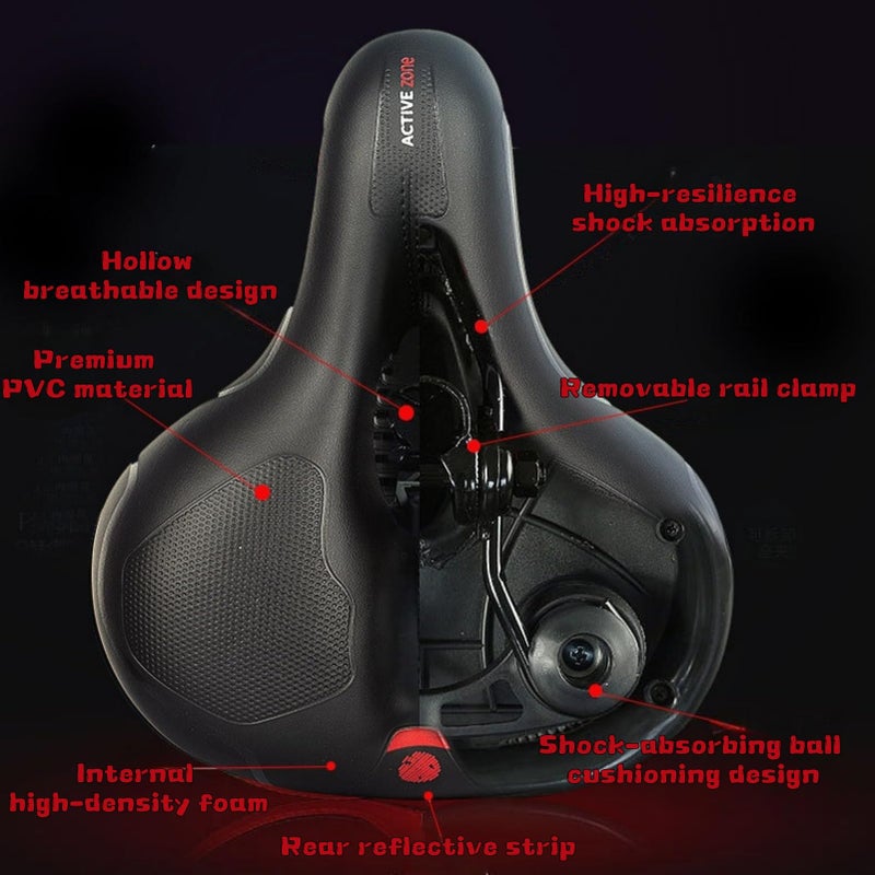 JLNGTHONG Bike Seat Cushion, Comfort Wide Bike Saddles with Dual Shock Absorption Balls for Men Women, Bicycle Seat Replacement Accessory Fit for Mountain or Road Bikes - Image 3