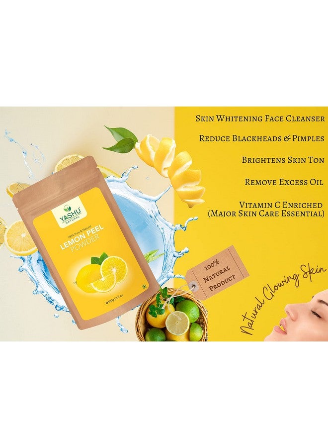 YASHU Organic Lemon Peel Orange Peel Rose Flower Petal Sandalwood Face Powder For Glowing Skin | Natural Skin Brightening Combo Pack Of 4 (400Gm) - Image 4