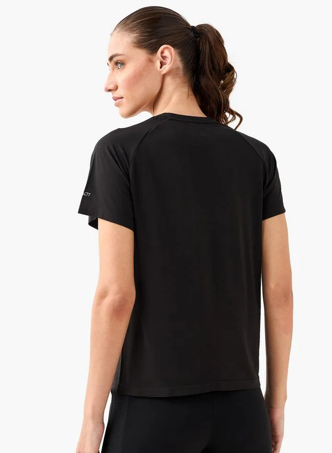Splash Active BLACK Women 4-Way Stretch Jacquard T-shirt for Women | Best Price UAE