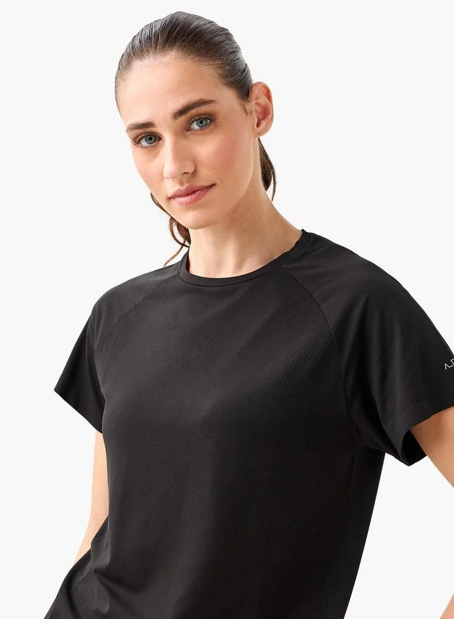 Splash Active BLACK Women 4-Way Stretch Jacquard T-shirt for Women | Best Price UAE
