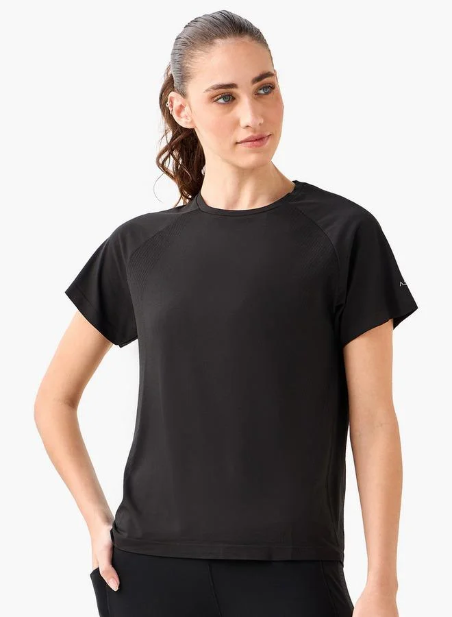 Splash Active BLACK Women 4-Way Stretch Jacquard T-shirt for Women | Best Price UAE