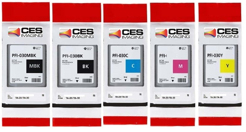 CES Imaging Canon TM-240, TM-340 55ml Ink Tank Set PFI-030MBK PFI-030BK PFI-030C PFI-031M PFI-030Y - Image 2