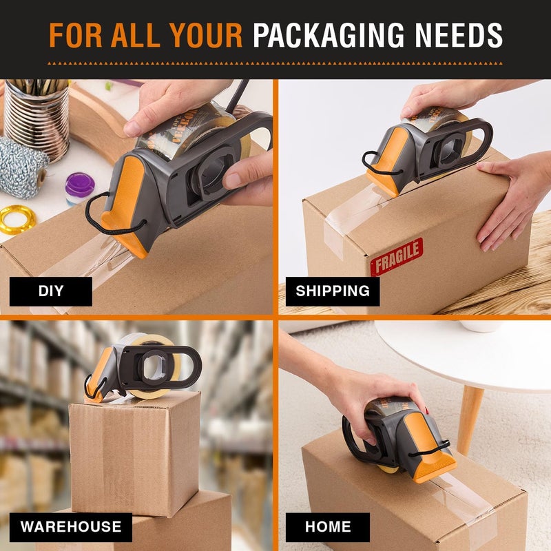Tape Terror Clear Packing Tape with Dispenser (1 Roll) – Heavy Duty, Refillable, Compatible with Standard 2” Wide Rolls - Image 5