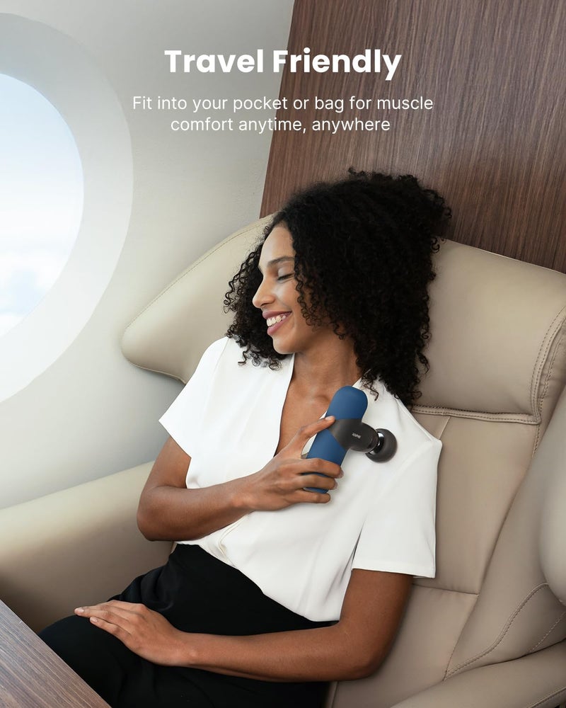 RENPHO Mini Thermal Massage Gun with Heat Portable Deep Tissue Percussion Massager Color Silicone Sleeves Travel Size with Carry Case Aegean Blue - Image 5