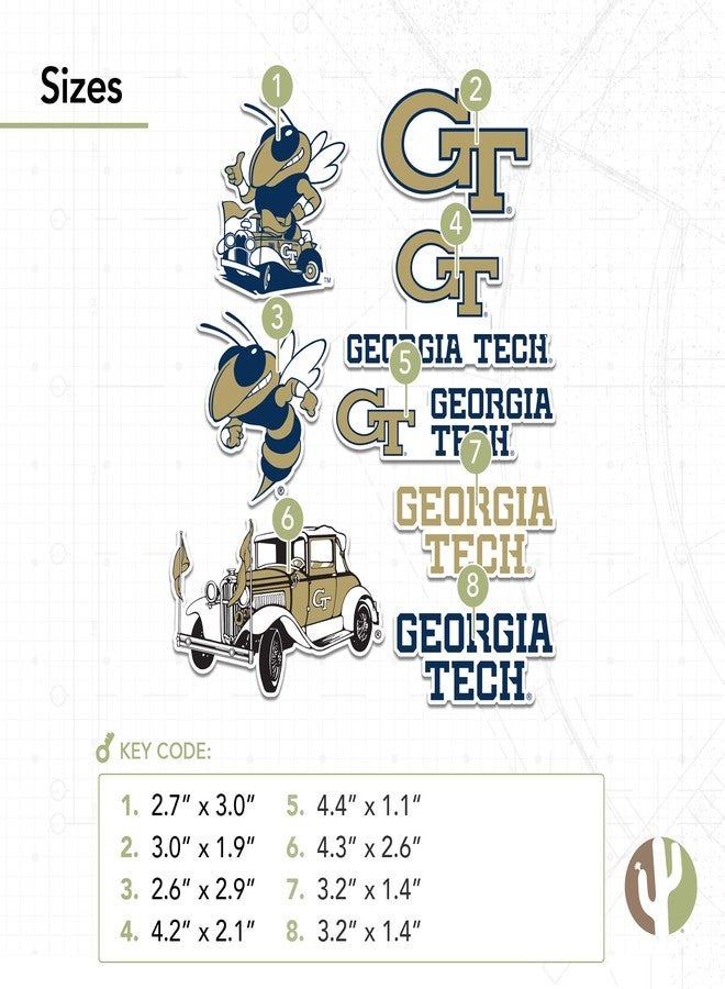 Desert Cactus Georgia Tech Sticker Yellow Jackets GT Institute of Technology Vinyl Decals Laptop Water Bottle Car Scrapbook Sheet T2 (Type 2) - Image 3