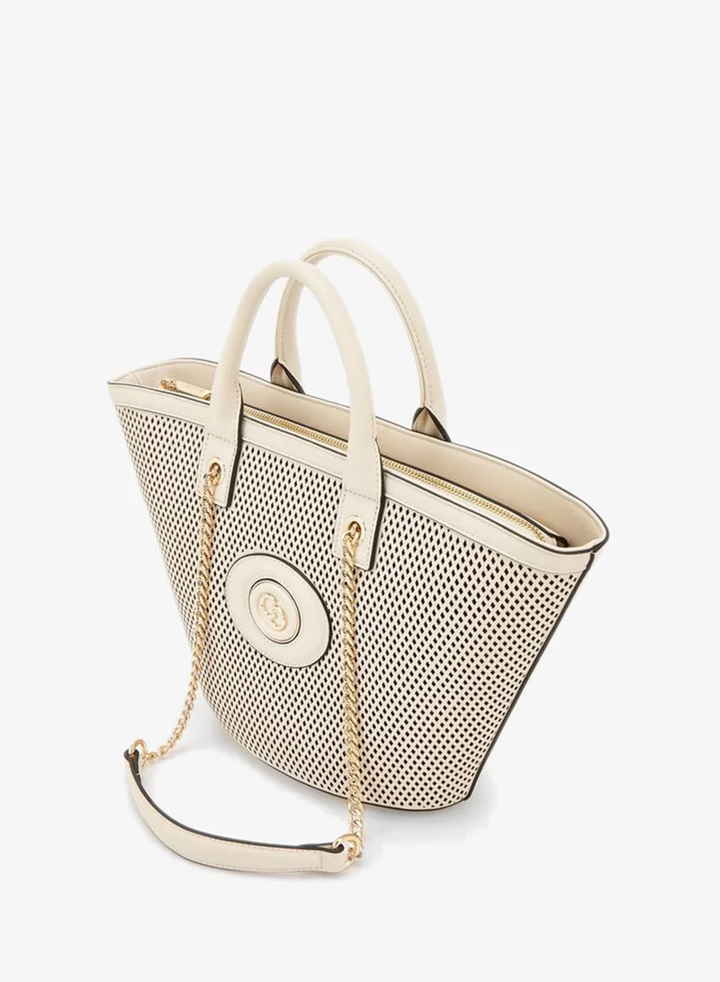 Celeste IVORY Textured Tote Bag With Chain Strap for Women | Best Price UAE