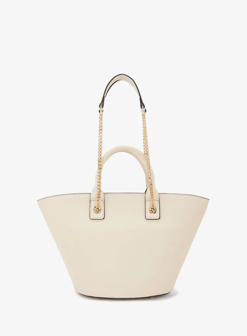 Celeste IVORY Textured Tote Bag With Chain Strap for Women | Best Price UAE