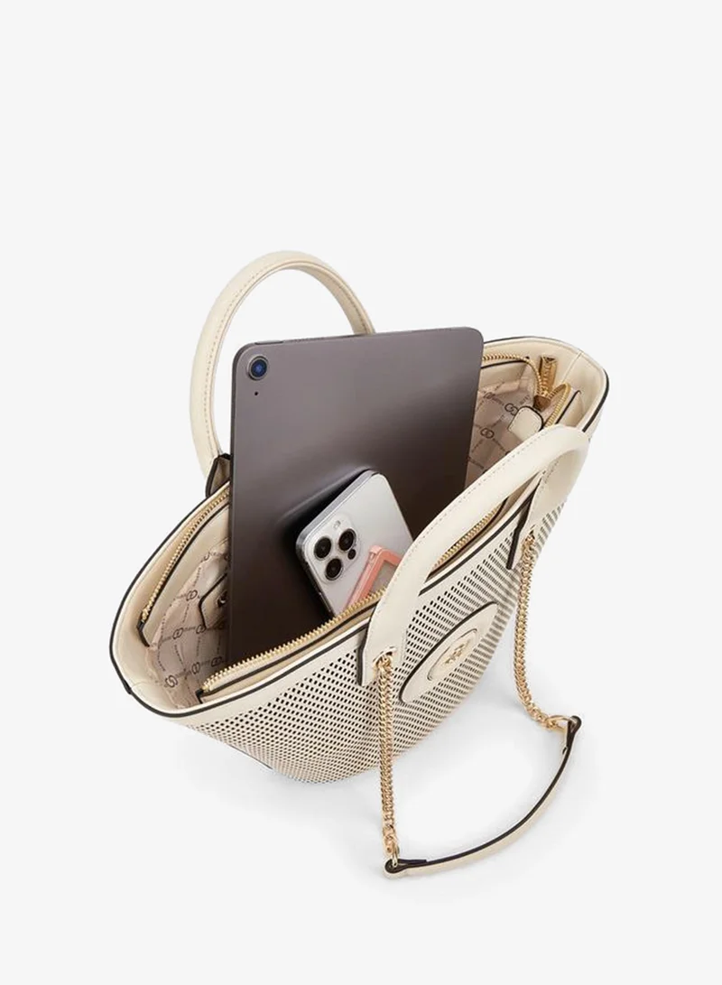 Celeste IVORY Textured Tote Bag With Chain Strap for Women | Best Price UAE