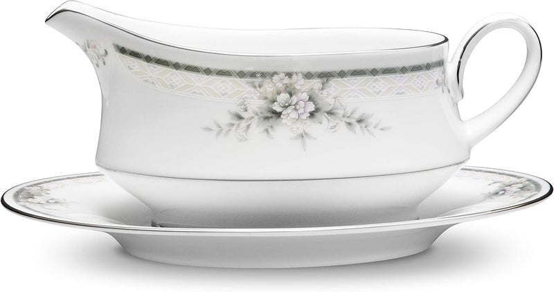 Noritake Sweet Leilani Gravy Boat with Stand White 16 oz - Image 1