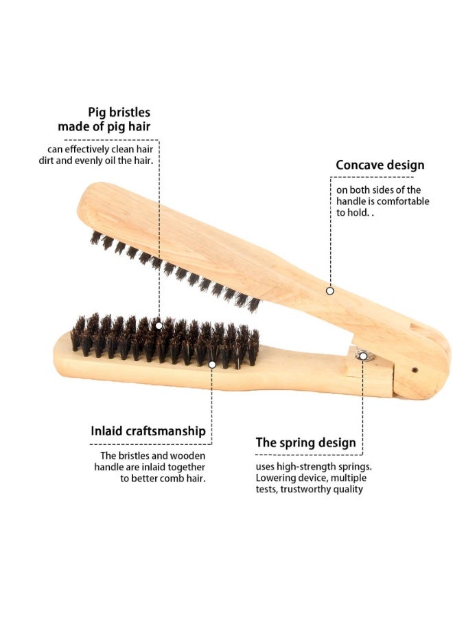 Wooden Hair Straightening Brush Comb, Double Sided Bristle Brush, Clamp Hair Straightenner for Smoothing and Straightening, Professional Hairdressing Anti-static Comb - Image 4