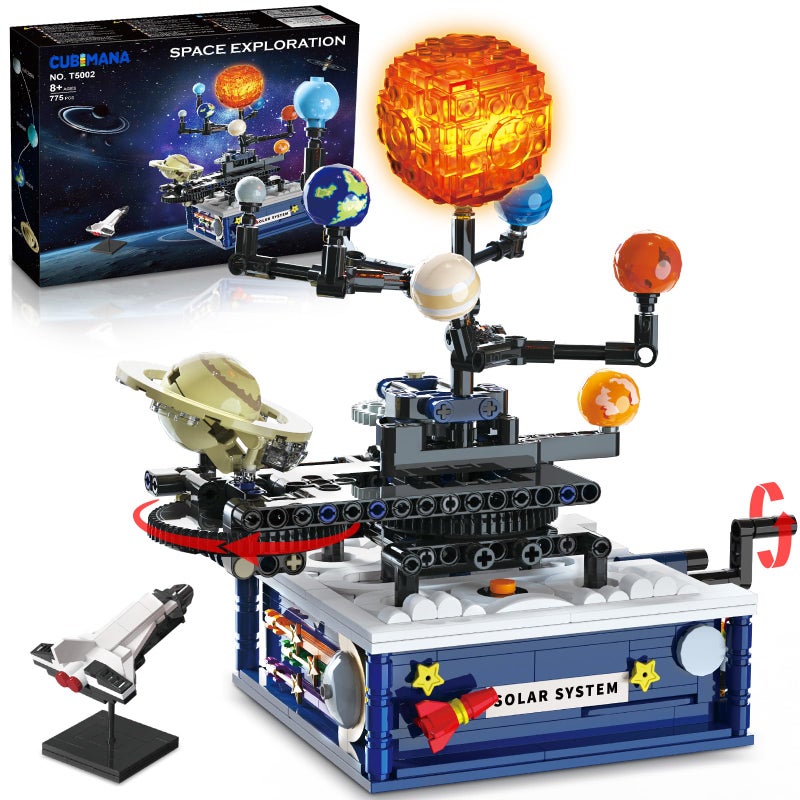 CUBIMANA Solar System Building Sets with Light Rotatable Space Exploration Building Toys with 9 Planets Rocket Sets Science Astronomy Educational Gifts for Boys Girls Age 8 Years Old Kids775 PCS - Image 4