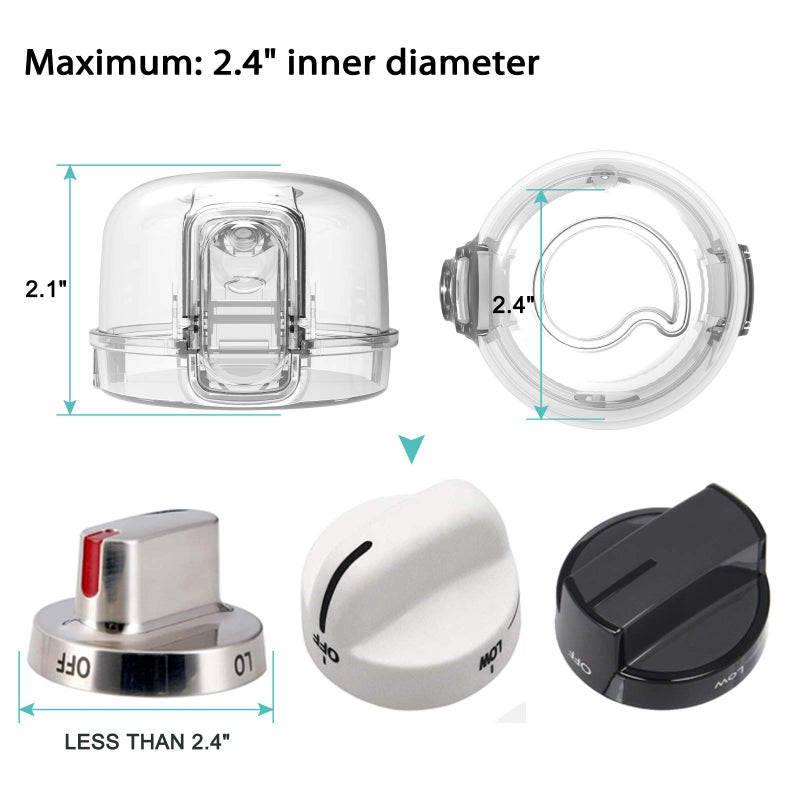 GRENFU Mom's Choice Gold Awards Winner - Stove Knob Covers for Child Safety (5 + 1 Pack) Double-Key Design and Upgraded Universal Size Gas Knob Covers Clear View Childproof Oven Knob Covers for Kids and Pets - Image 3