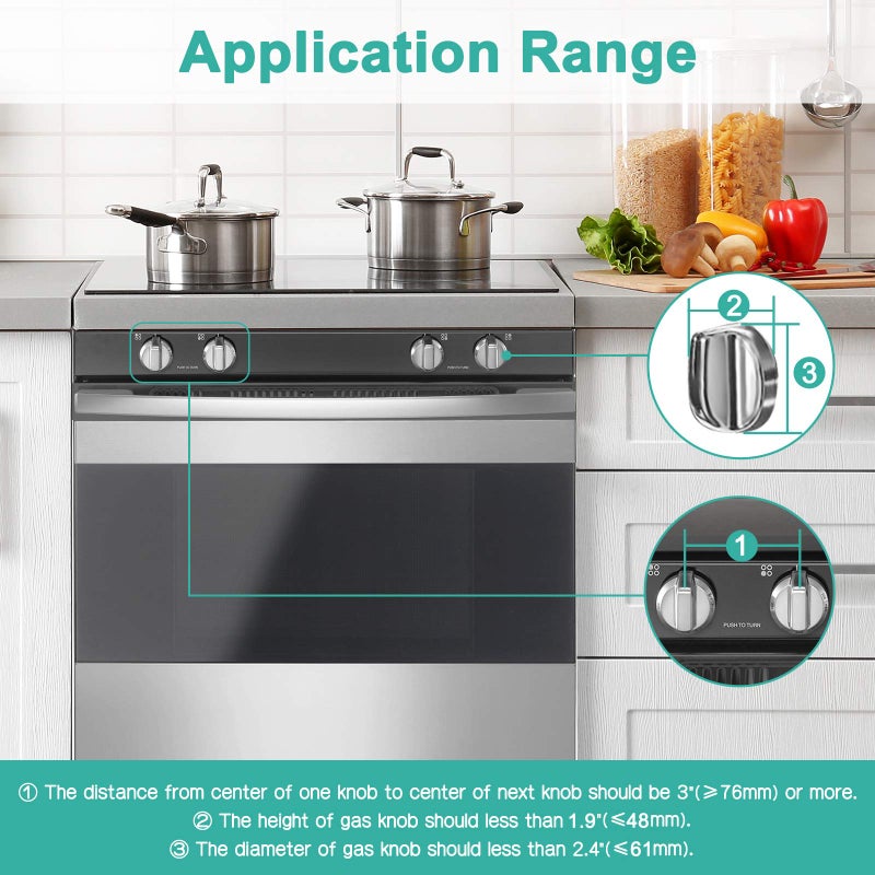 GRENFU Mom's Choice Gold Awards Winner - Stove Knob Covers for Child Safety (5 + 1 Pack) Double-Key Design and Upgraded Universal Size Gas Knob Covers Clear View Childproof Oven Knob Covers for Kids and Pets - Image 5