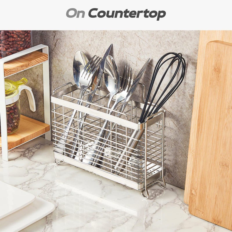KESOL Utensil Holder Utensil Drying Rack Basket Holder with 3 Divided Compartments  Rust Proof - Image 3